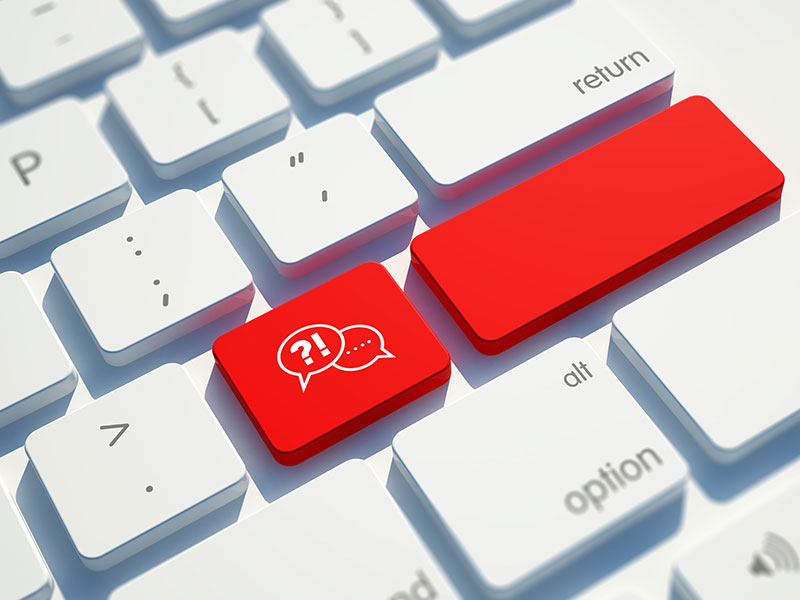 Betrieb und Support Tastatur mit roter Helpdesk-Taste